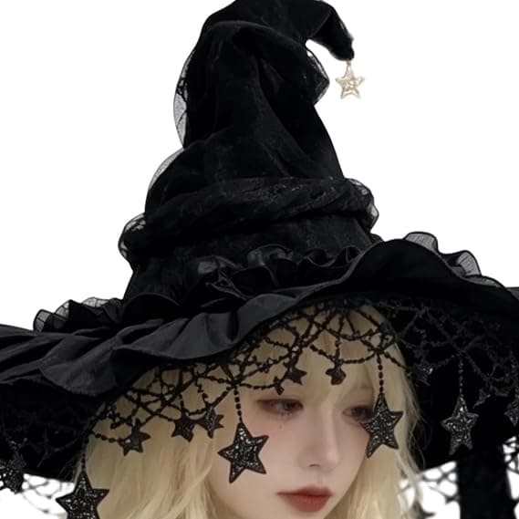 Halloween Häxa/Trollkarl Hatt – Gotisk Mörk Häxdräkt Hatt & Huvudaccessoar