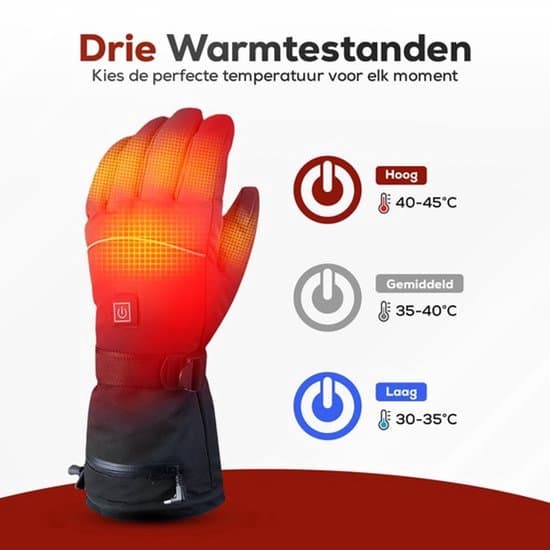 Opvarmede handsker, genopladelige elektriske varmehandsker til vinteren, vand- og vindtætte, unisex sorte handsker med DC-interface M M