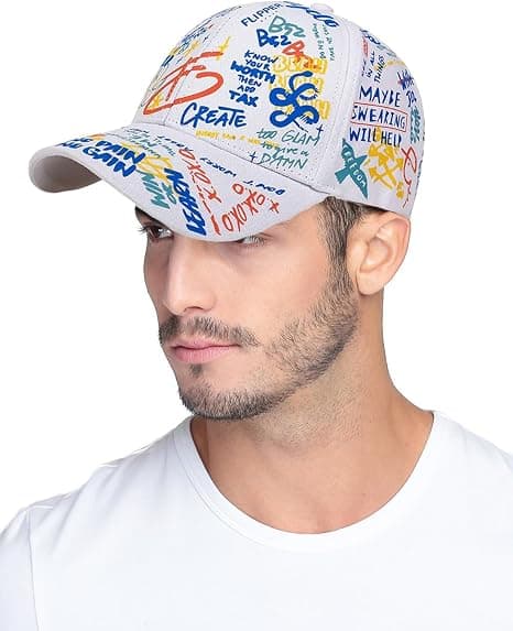 Graffiti baseballcaps, unisex baseballcaps justerbar bomull graffiti doodle sportscaps for menn kvinner