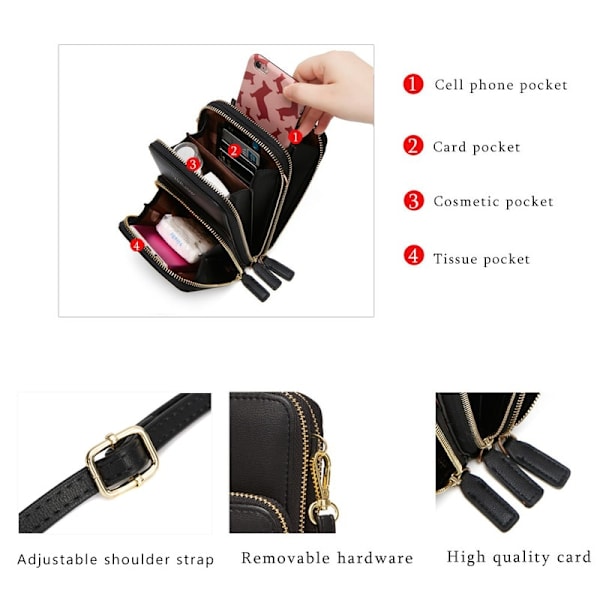 Mini Crossbody telefonväska för kvinnor grå grå gray