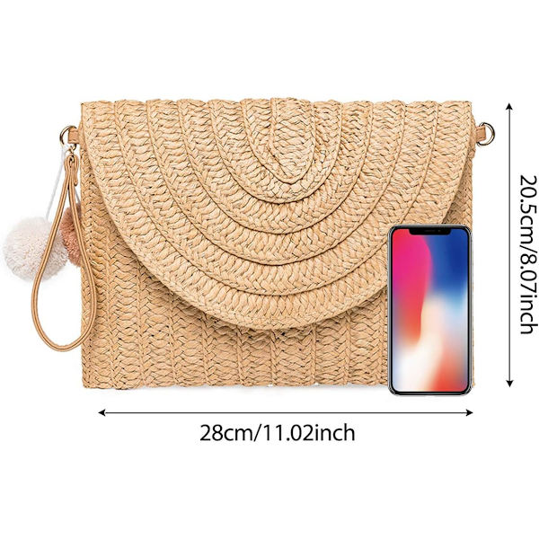 Straw Crossbody Bag, Straw Clutch Dam Axelväska Dam