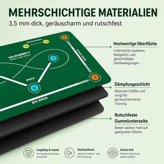 Maahockeyn harjoitusmatto 60x40 cm, luistamaton, mailankäsittely