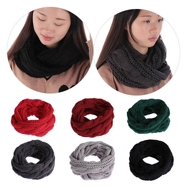Stickad Scarf Tjock Sjal Cirkelkabel GRÖN