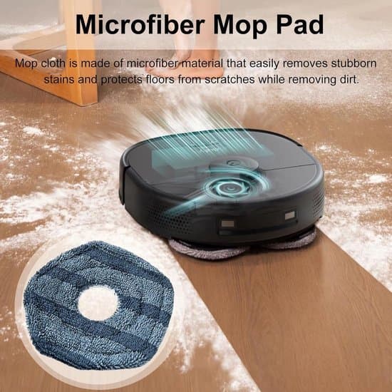 4 Stykker - Moppepuder egnet til Eufy X10 Pro Omni & Eufy X9 Pro - Vaskbare & Genanvendelige Moppepuder - Blød Mikrofiberudskiftning - Stribefri & Hurtigtørrende