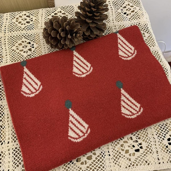 Jul och nyår Handstickad halsduk, vinterull Red