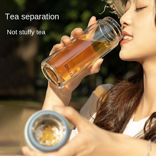 Kompakt högt borosilikatglas, Energy Girl Tea Separated Blue 300ml