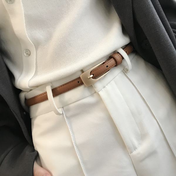 Läderbälte Metallspänne Midjeband KHAKI