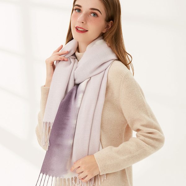 Komfort dam höst vinter scarf filt wrap sjal stal varm mjuk gradient färg för värme Brown 200*70(CM)