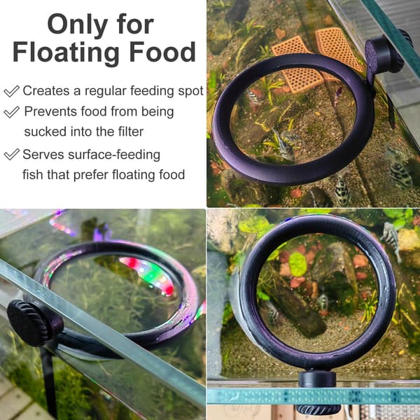 2 stk. magnetisk fiskefodringsring, akvarium flydende foderautomat, selvjusterende til vandstand fiskefoderholder til Betta guldfisk Guppy skildpadde