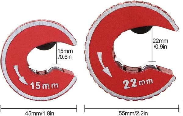 2 st 15 mm och 22 mm kopparrörskärare Mini Auto Pipe Slice Tool Zinklegering Rörskärare för kapning av koppar- och aluminiumrör, röd