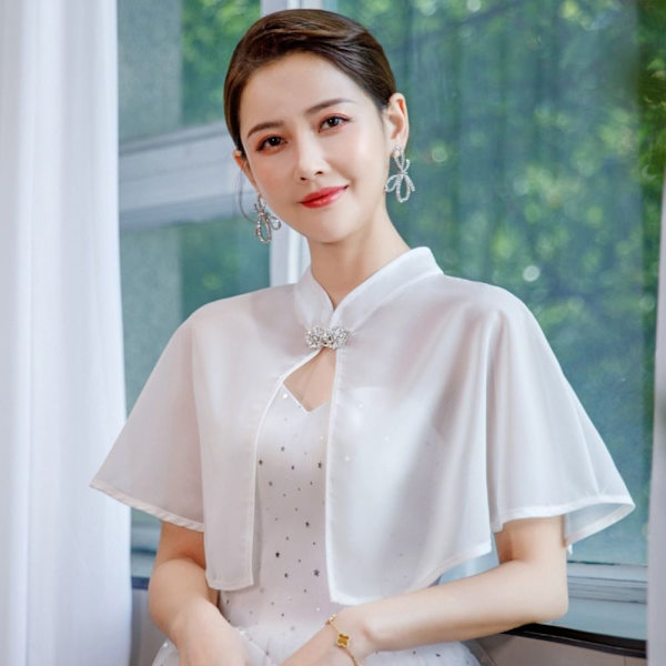 Bride Cape Chiffong Sjal VINRÖTT wine red