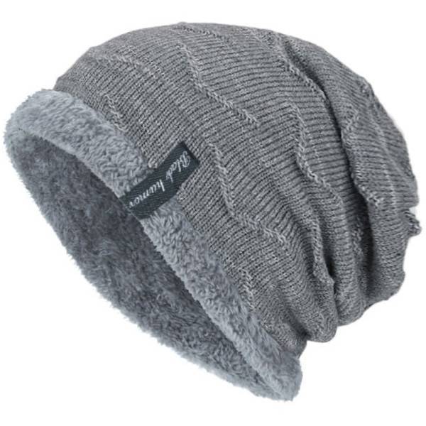 Män Vinter Stickad Mössa Mjuk Varm Wooly Skateboard Ski Cap Grey