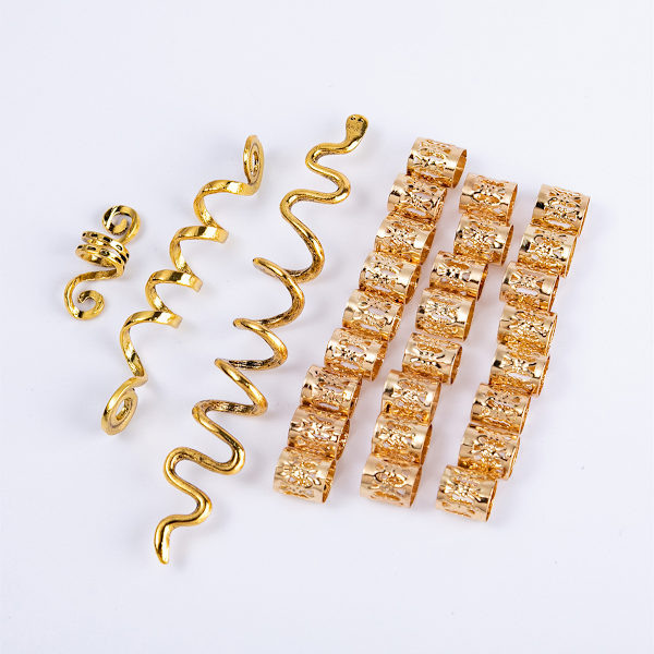 Flätat hårtillbehör Aluminiumring, 1 set Viking spiralhår