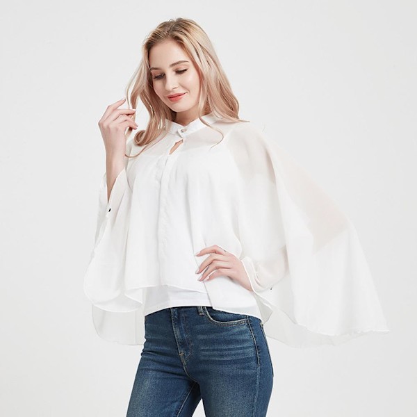 Dam Chiffong Poncho Top Solskyddande Sjalar för Dam