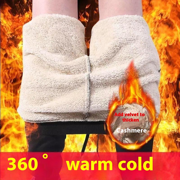 Herr- och damtoalettbyxor, lammull höst- och vintersportbyxor, lösa och trendiga med tjockt fleece, ungdomsvinter casual långbyxor black L