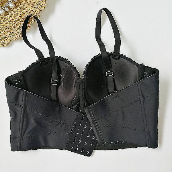 Utsökta pärlor Rhinestone Cropped Toppar Dam Bustier Vit Linne Rave Festival Club Party Topp Underkläder Camis black 38C