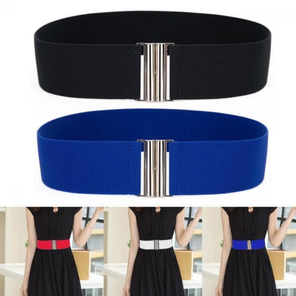 Silver Spänne Bred Stretch Elastisk Korsett Midjebälten Midjeband svart black