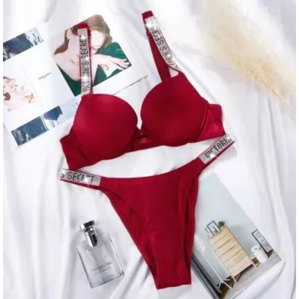 Sexy Lingerie Comfort Women Set Push Up Bra Victoria's Secret Lingerie Set Female Underwear Vetement Femme carmine 75B