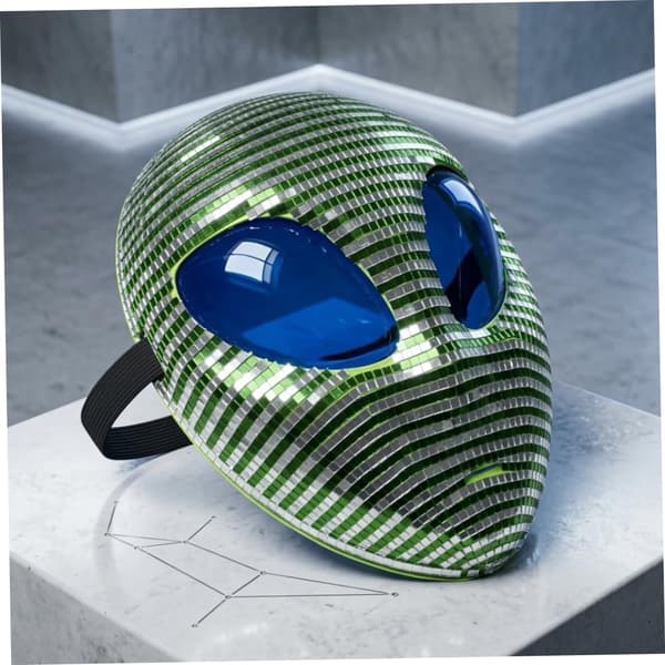 Halloween Alienmask – Glittrande Discospegelmask för fester, baler och kostymevenemang
