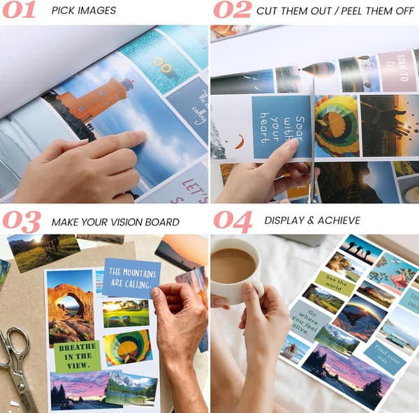 Vision Board Bog - 2027 Vision Board Sticker Bog, Rejse | Motiverende Billeder & Citater, Vision Board Sæt & Tilbehør til Kvinder