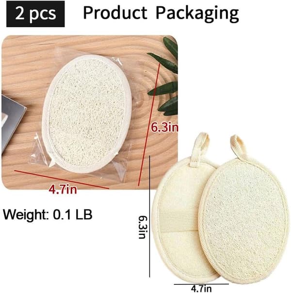 2-pack naturlig luffa för resebadsvamp, för kvinnor och män