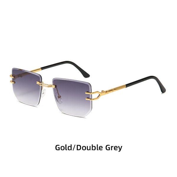 Snygga bågfria solglasögon Retro metallsolglasögon för kvinnor Modeglasögon för män Gold frame gradient grey
