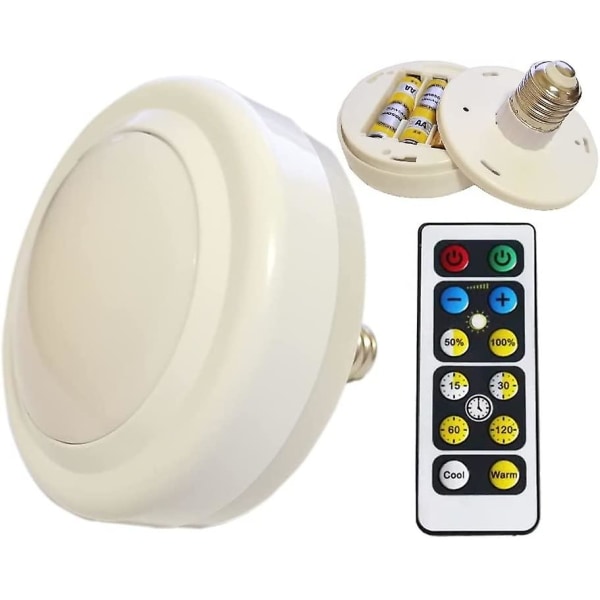 Zjmama batteridriven glödlampa med fjärrkontroll för icke-elektriska armaturer Aaa-drivna LED-lampor Varmvit Liten E27 Puck Lights Daylight Emerg 2 Count (Pack of 1)