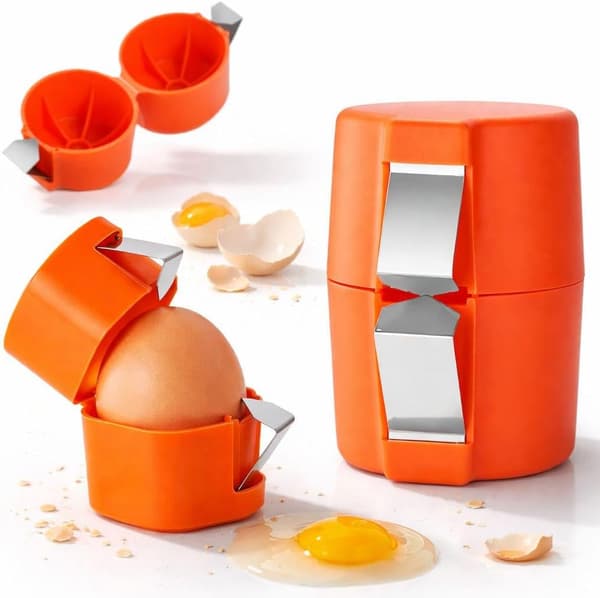 Egg Cracker Verktøy, Enhånds Eggåpner og Separator for Rå Egg, Sølfri Eggeskallbryter for Baking på Kjøkkenet (Oransje)
