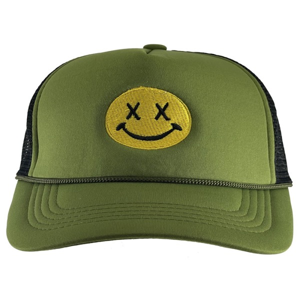 Gravity Threads Smile Face Brodery Justerbar Trucker Hat - Camo cross-olive/black