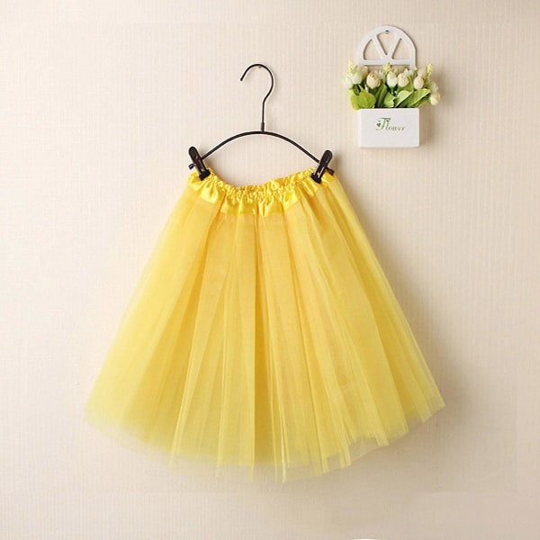 Kvinnors högkvalitativ plisserad kort kjol av gasväv Vuxen Tutu Yellow