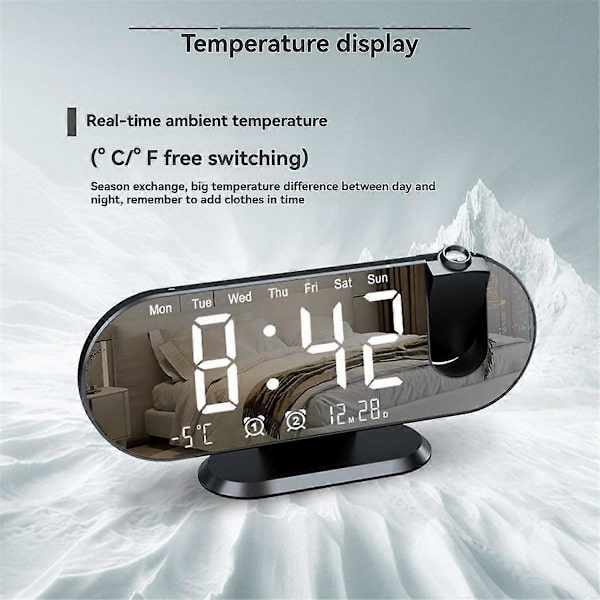 Mini 4K Klockkamera LED Digital Smart Väckarklocka Projektion Stöder Fjärrvisning Mobil Detektion Minikamera Black