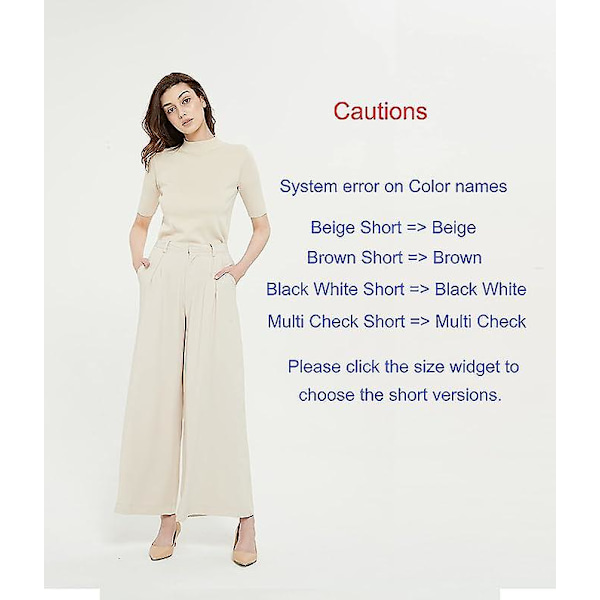 Kvinnor Hög midja Casual Bred Ben Långa Palazzo Byxor Byxor Vanlig storlek beige L