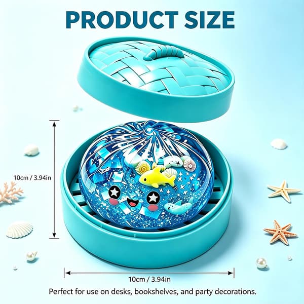 Blå Ocean Dumpling Squishy med Ångbåtsbas, Jelly Squeeze Fidget Toy, Haj- och Snäckskalsdesign, Stresslindrande Sensorisk Leksak för Barn och Vuxna 2 st 2pcs