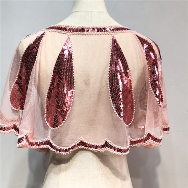 Bröllopsklänning Sjal Sjal Pärlfylld Paljett ROSA Pink