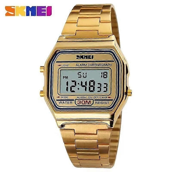 Skmei Mode Herr Rostfritt Stål Armband LED Display Klockor 3Bar Vattentät Digital Klocka Reloj Hombre För Vardaglig Sport 1123 silver