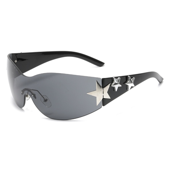 Pentagram Y2K glasögon solglasögon med stor båge Personality solglasögon utan bågar för utomhusbruk White legs black gray pieces