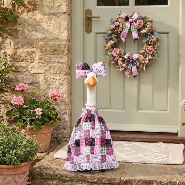 Blomstret Patchwork Veranda Gåseoutfit 23 Tommer Gåsekjole Tøj