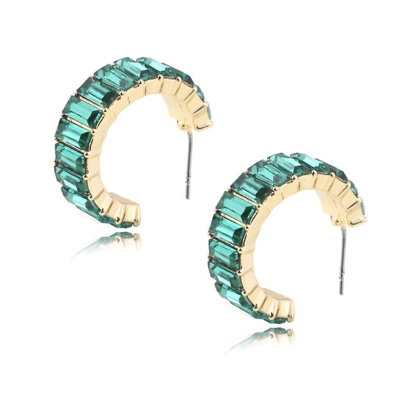 2 st smycken Flerfärgade strass örhängen Enkla C-formade örhängen för tjejer green A