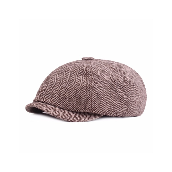 Bomull Polyester Män Flat Cap Snygg Enfärgad Pojkar Gentleman Coffee