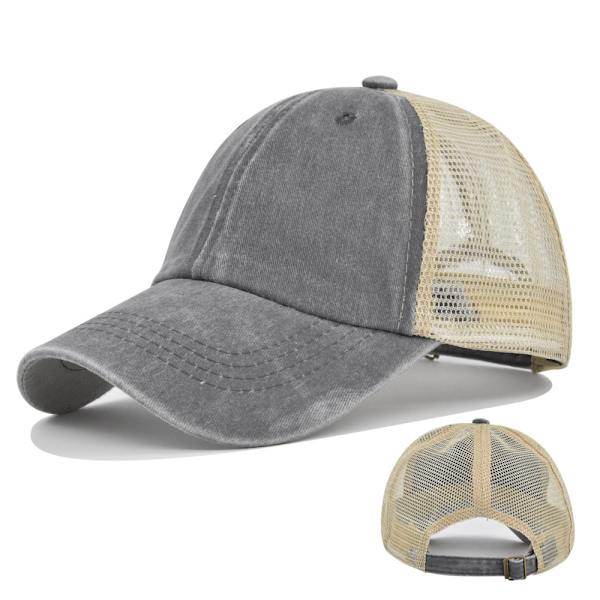 Enfärgad cap Peaked Cap Mesh Cap Solhatt Glänsande Cap Custom Logo Partihandel Cl7355Gray Adjustable