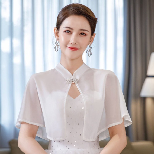 Bride Cape Chiffong Sjal VIT white