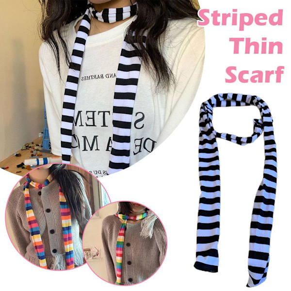 Randig tunn halsduk för män och kvinnor i samma stil Thin strips one size