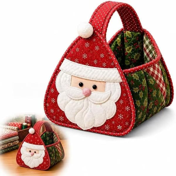 DIY Quiltet Julekurvsett Søt Nisse og Venner Dekor