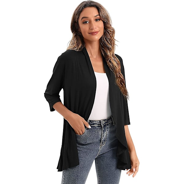 2023 Ny Dammode Temperamentrock Enfärgad Casual Cardigan Sju Points Topp black M