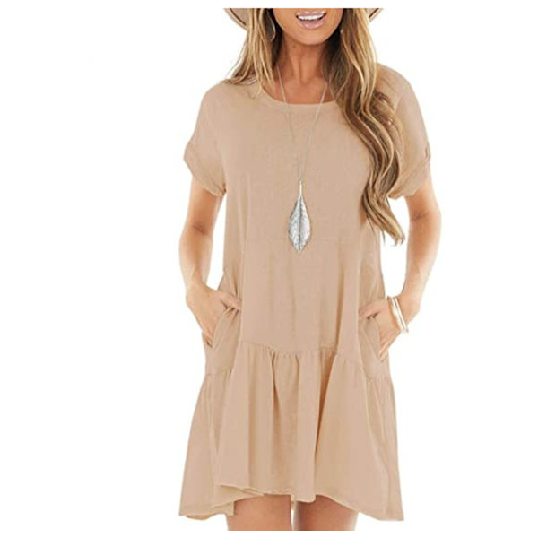 Kortärmade maxiklänningar för kvinnor CAMEL XXL