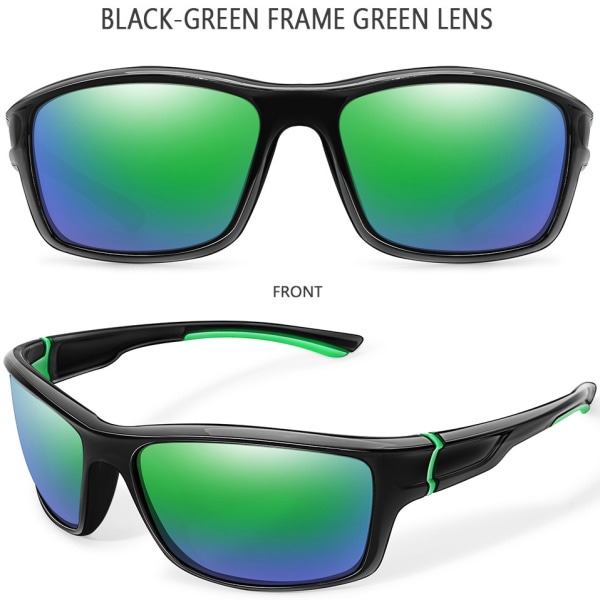 Sportsolglasögon för män Utomhus cykelglasögon vindruta skyddande solglasögon Black green frame gray