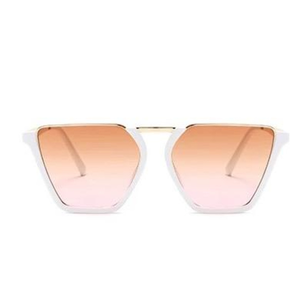 Halv Ram Solglasögon UV400 vit ram rosa glas white one size