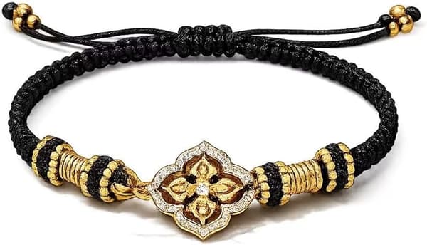 Håndflettet håndledspynt, justerbart messing vajra rebarmbånd, der symboliserer visdom og styrke til daglig brug