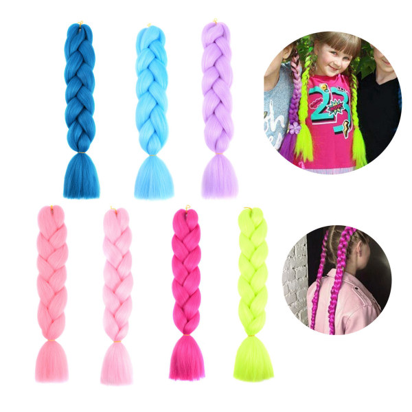 Jumbo fläta hårförlängningar Afro Box Braid Ombre Rainbow Braid 2st Dark pink