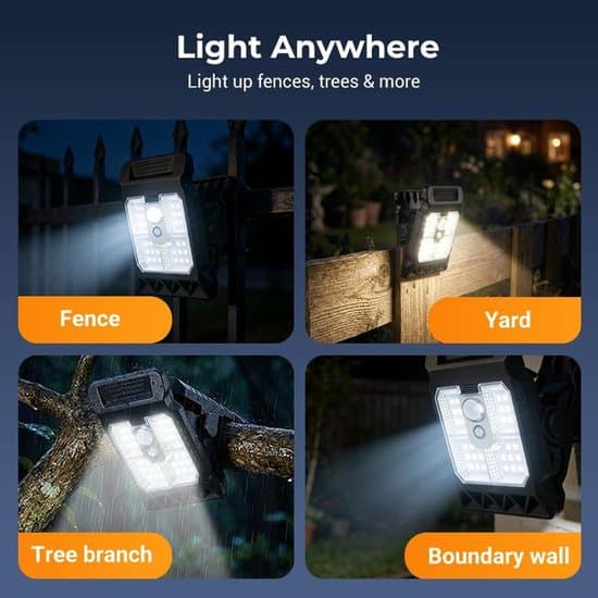 Clip-on lys - Sæt med 4 - Solarsensorlys - Bærbart - Udendørs LED-lys - Ideelt til camping Justerbart clip-on LED-lys til haver og garager